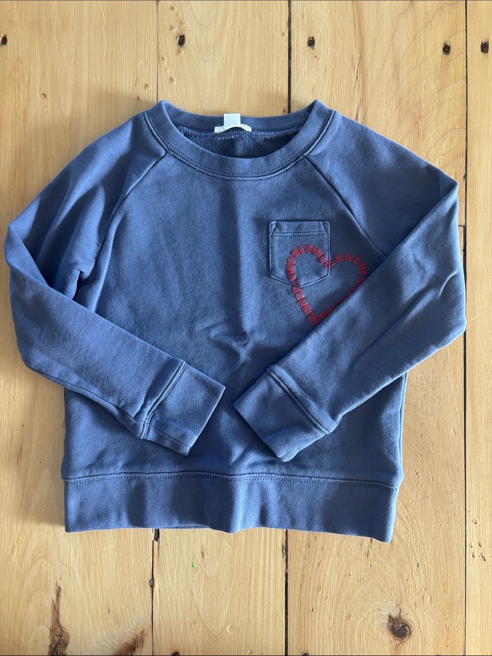 Girls' Blue “Be Kind” Heart Pocket Sweatshirt - Crewcuts, Size Small